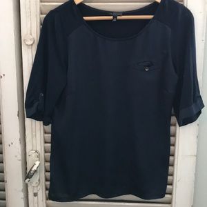 The Limited Navy blue half sleeve blouse